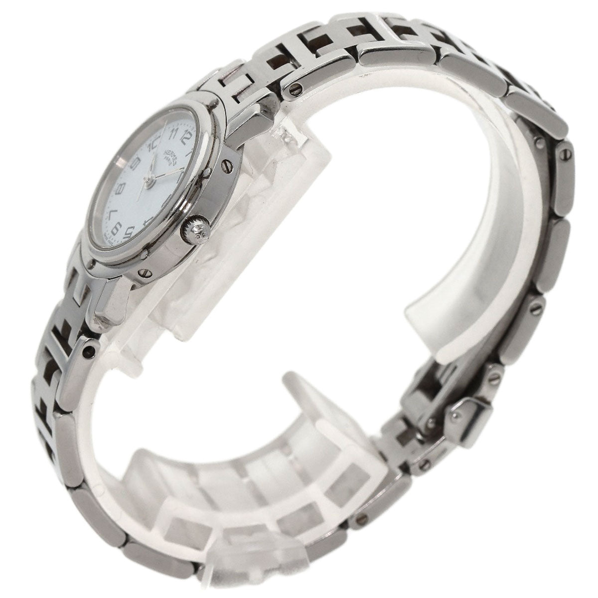 HERMES Watches Quartz CL4.210 Stainless Steel , Stainless Steel Silver Clipper white dial Women  d