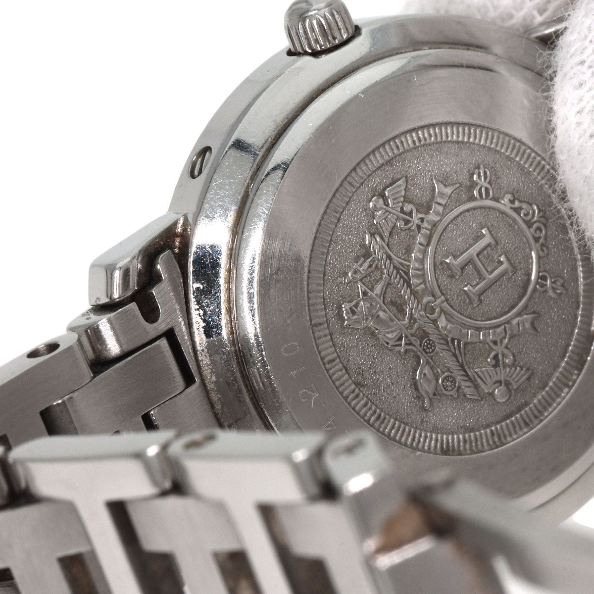 HERMES Watches Quartz CL4.210 Stainless Steel , Stainless Steel Silver Clipper white dial Women  d
