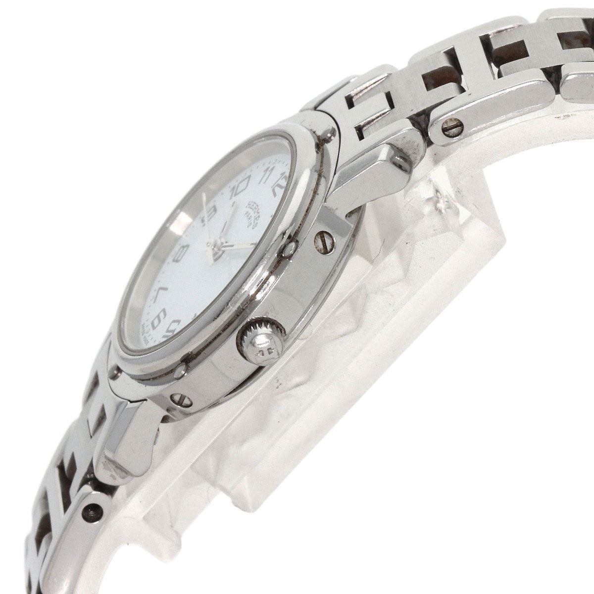 HERMES Watches Quartz CL4.210 Stainless Steel , Stainless Steel Silver Clipper white dial Women  d