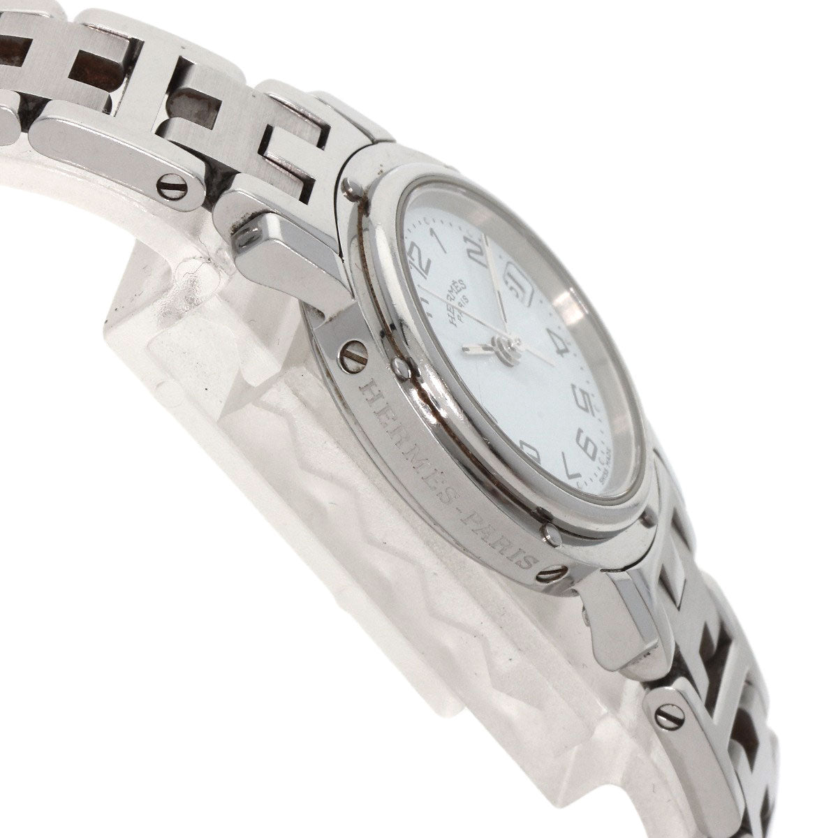 HERMES Watches Quartz CL4.210 Stainless Steel , Stainless Steel Silver Clipper white dial Women  d