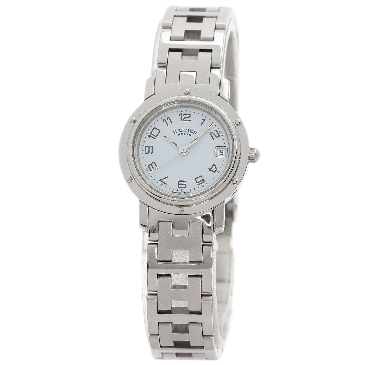 HERMES Watches Quartz CL4.210 Stainless Steel , Stainless Steel Silver Clipper white dial Women  d