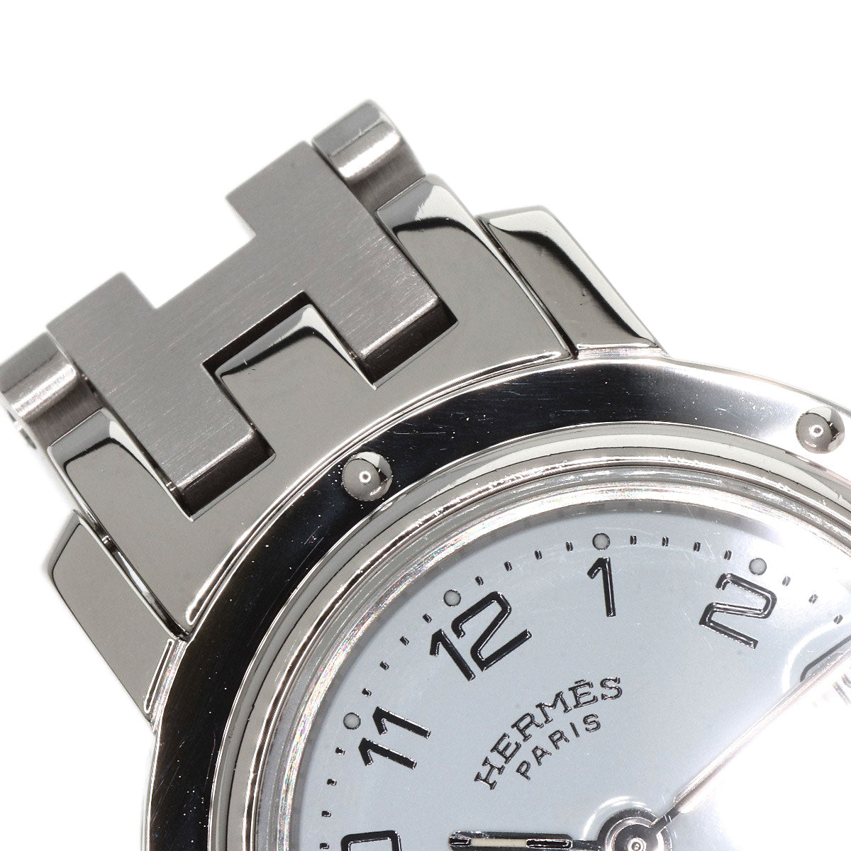HERMES Watches Quartz CL4.210 Stainless Steel , Stainless Steel Silver Clipper white dial Women  d
