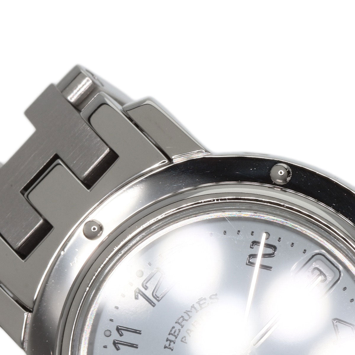 HERMES Watches Quartz CL4.210 Stainless Steel , Stainless Steel Silver Clipper white dial Women  d