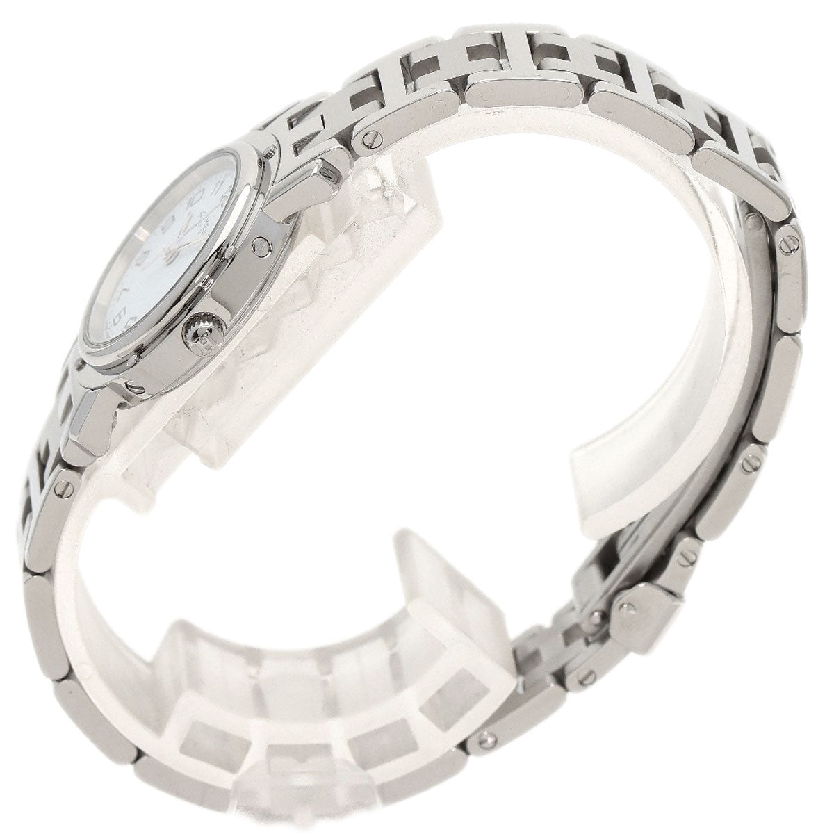 HERMES Watches Quartz CL4.210 Stainless Steel , Stainless Steel Silver Clipper white dial Women  d
