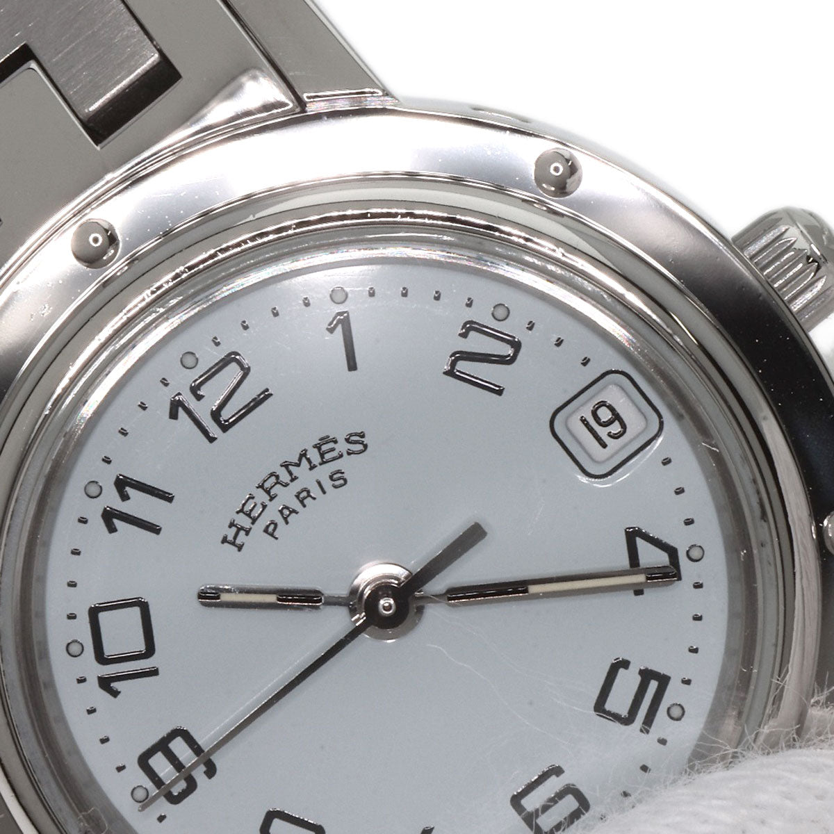 HERMES Watches Quartz CL4.210 Stainless Steel , Stainless Steel Silver Clipper white dial Women  d