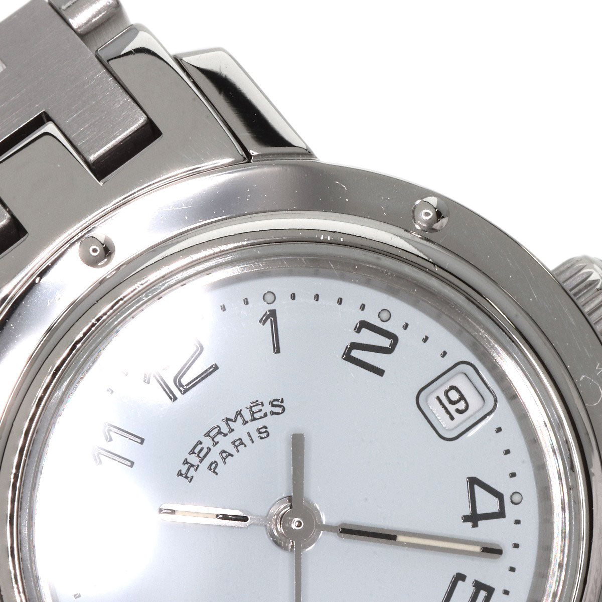 HERMES Watches Quartz CL4.210 Stainless Steel , Stainless Steel Silver Clipper white dial Women  d