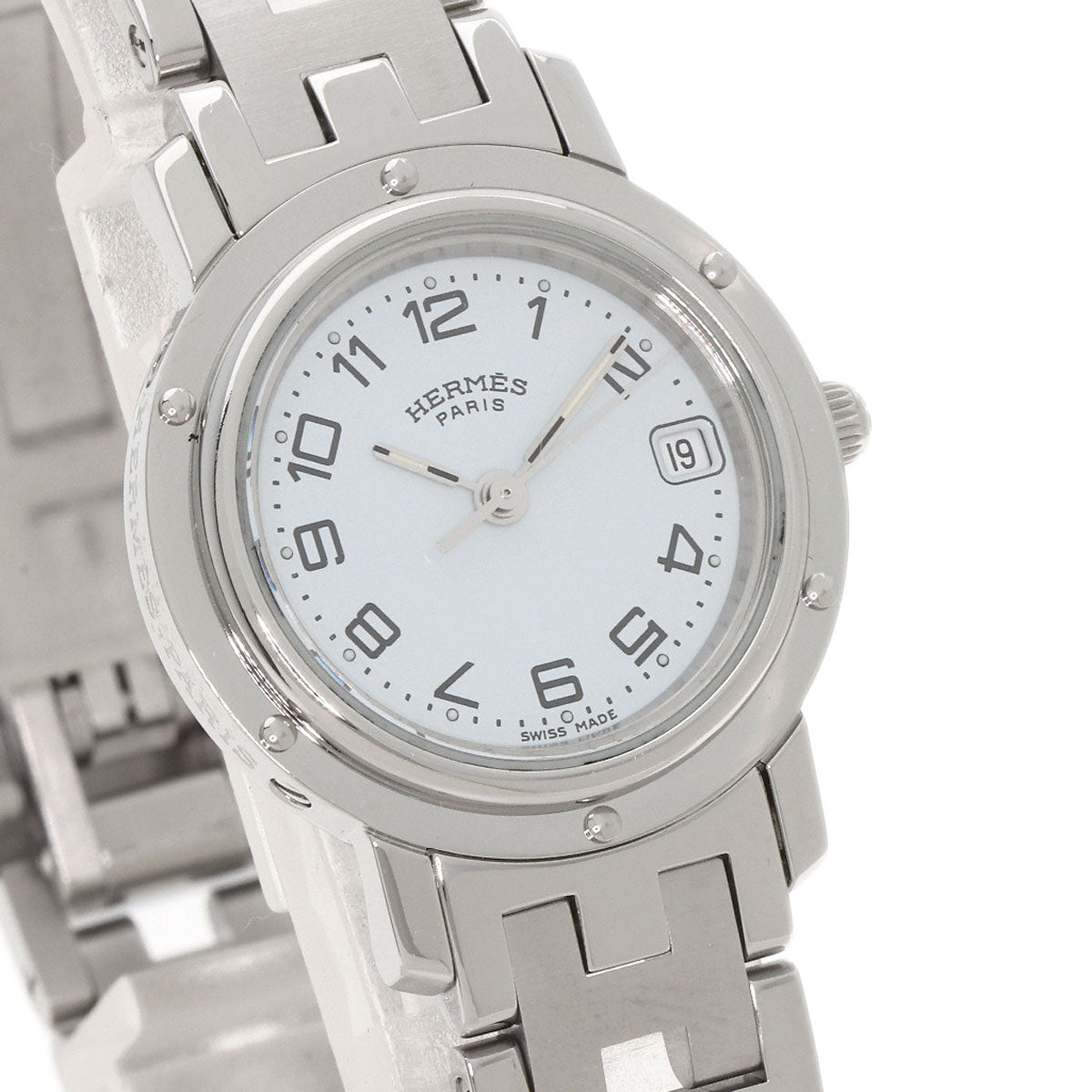 HERMES Watches Quartz CL4.210 Stainless Steel , Stainless Steel Silver Clipper white dial Women  d