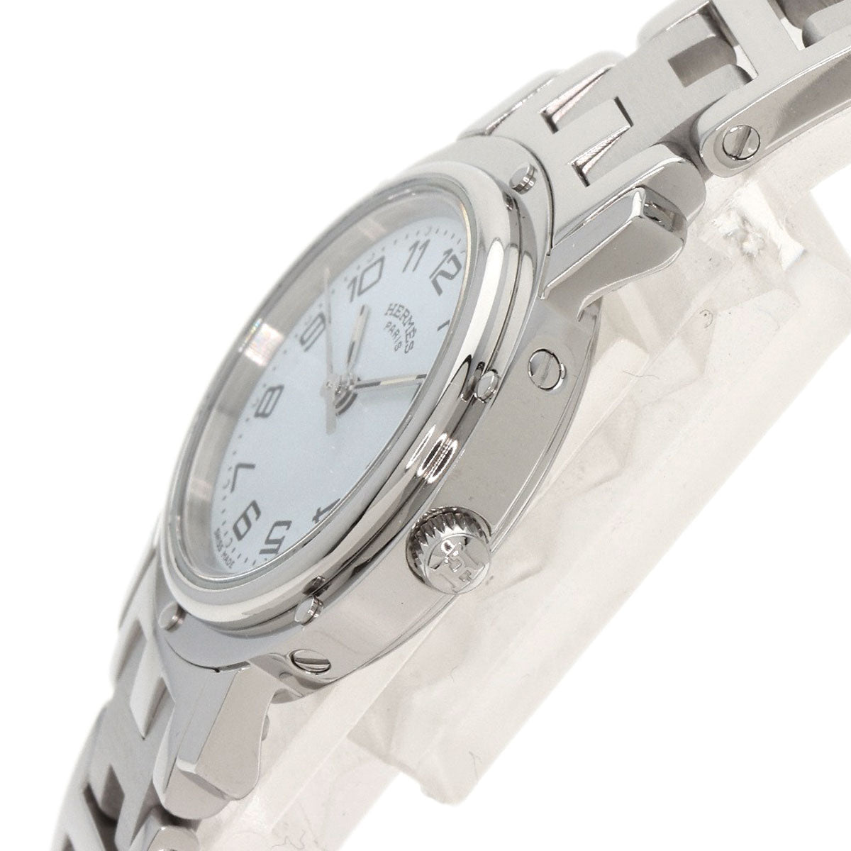 HERMES Watches Quartz CL4.210 Stainless Steel , Stainless Steel Silver Clipper white dial Women  d