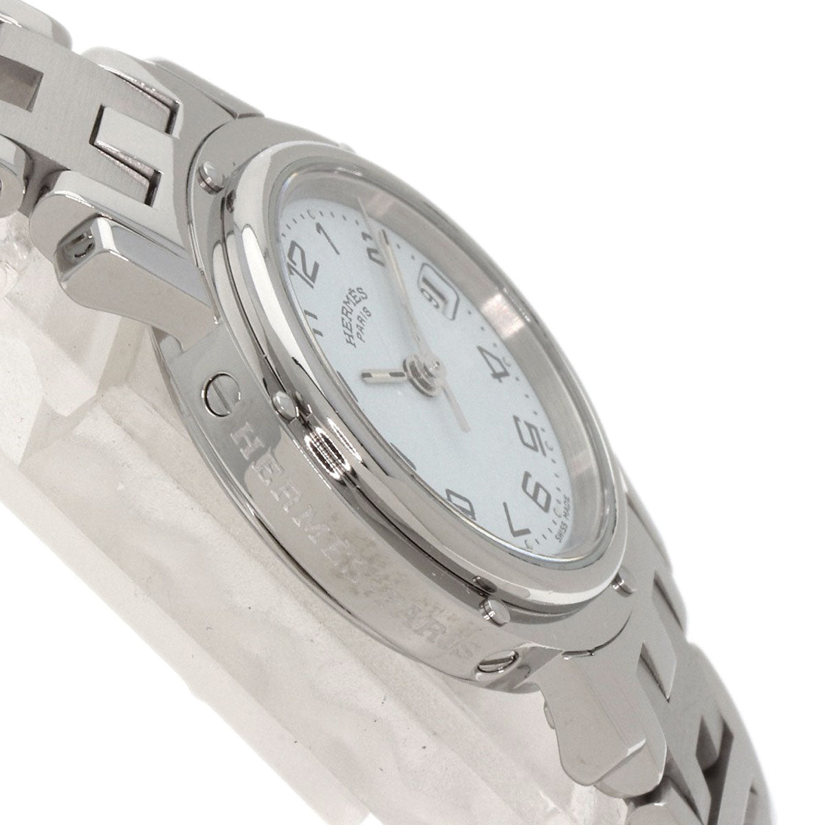 HERMES Watches Quartz CL4.210 Stainless Steel , Stainless Steel Silver Clipper white dial Women  d