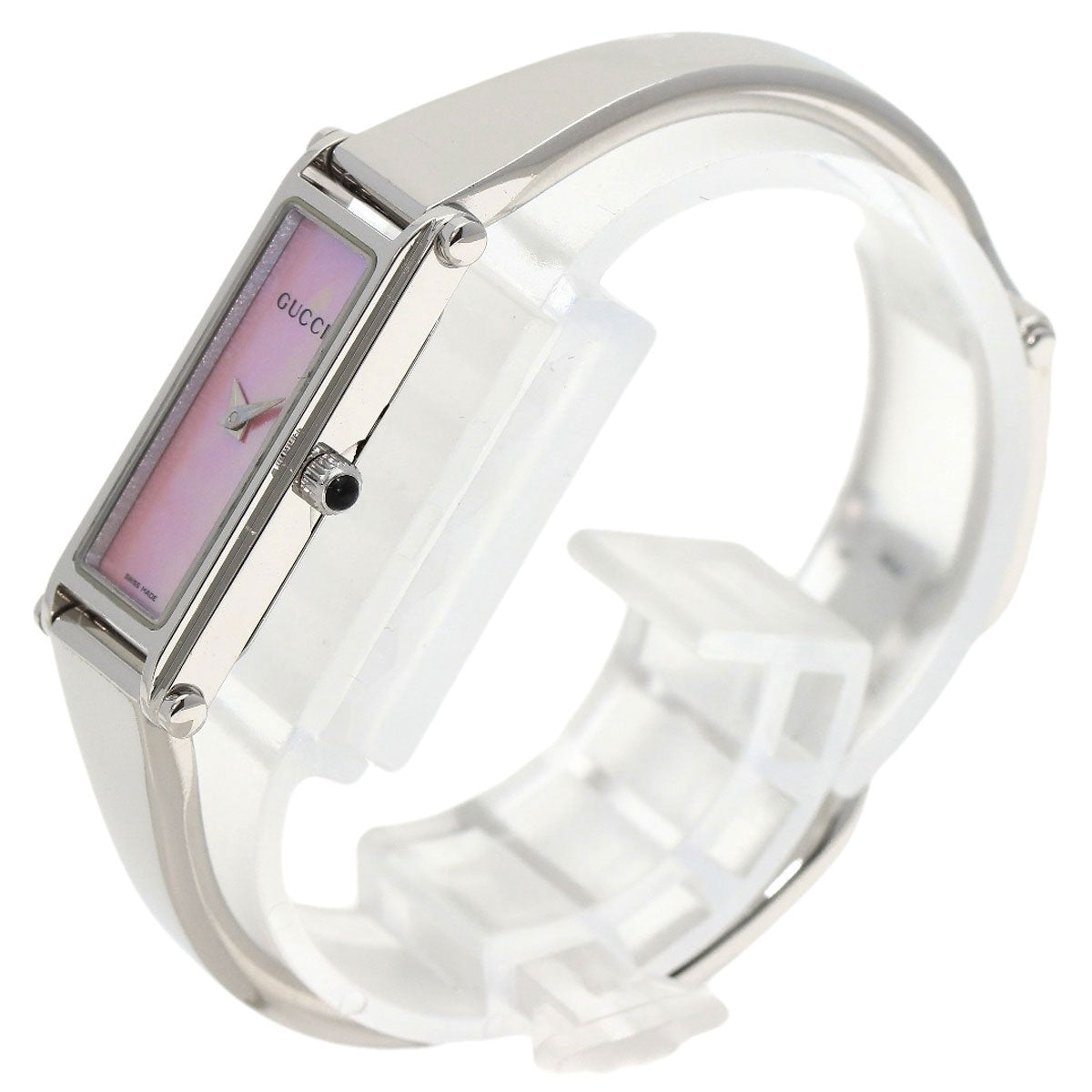 GUCCI Watches Quartz 1500L Stainless Steel , Stainless Steel Silver Square face Pink shell dial Women