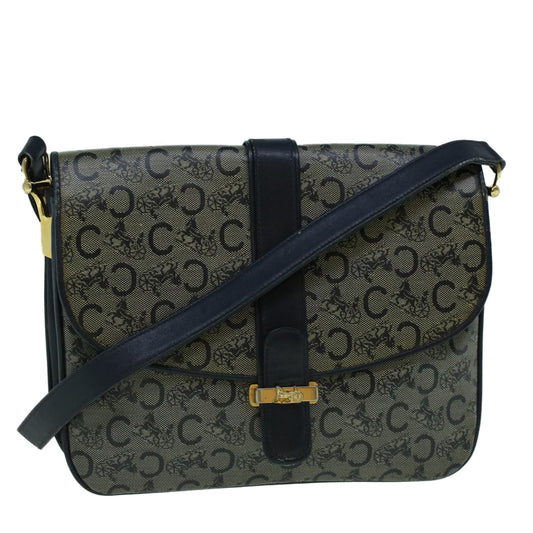 Luxury CELINE C Macadam Canvas Shoulder Bag Coated Canvas Navy  60345
