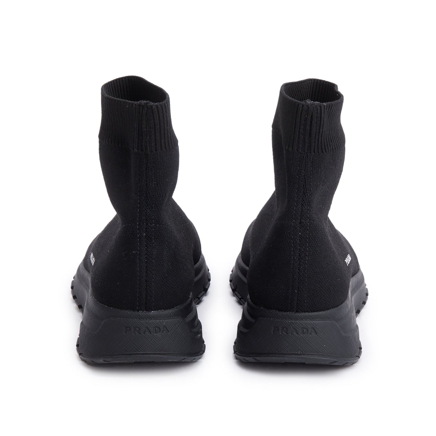 Prada Black Knit High-Top Sneakers, Size 35