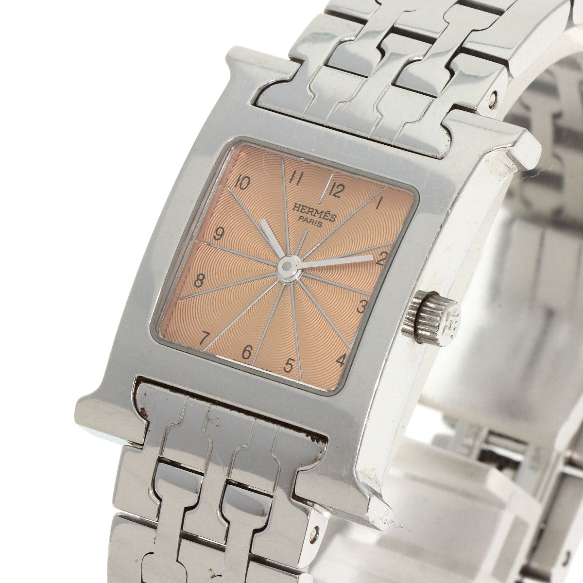 HERMES Watches Quartz HH1.210 Stainless Steel Silver H watch Orange dial Women  d