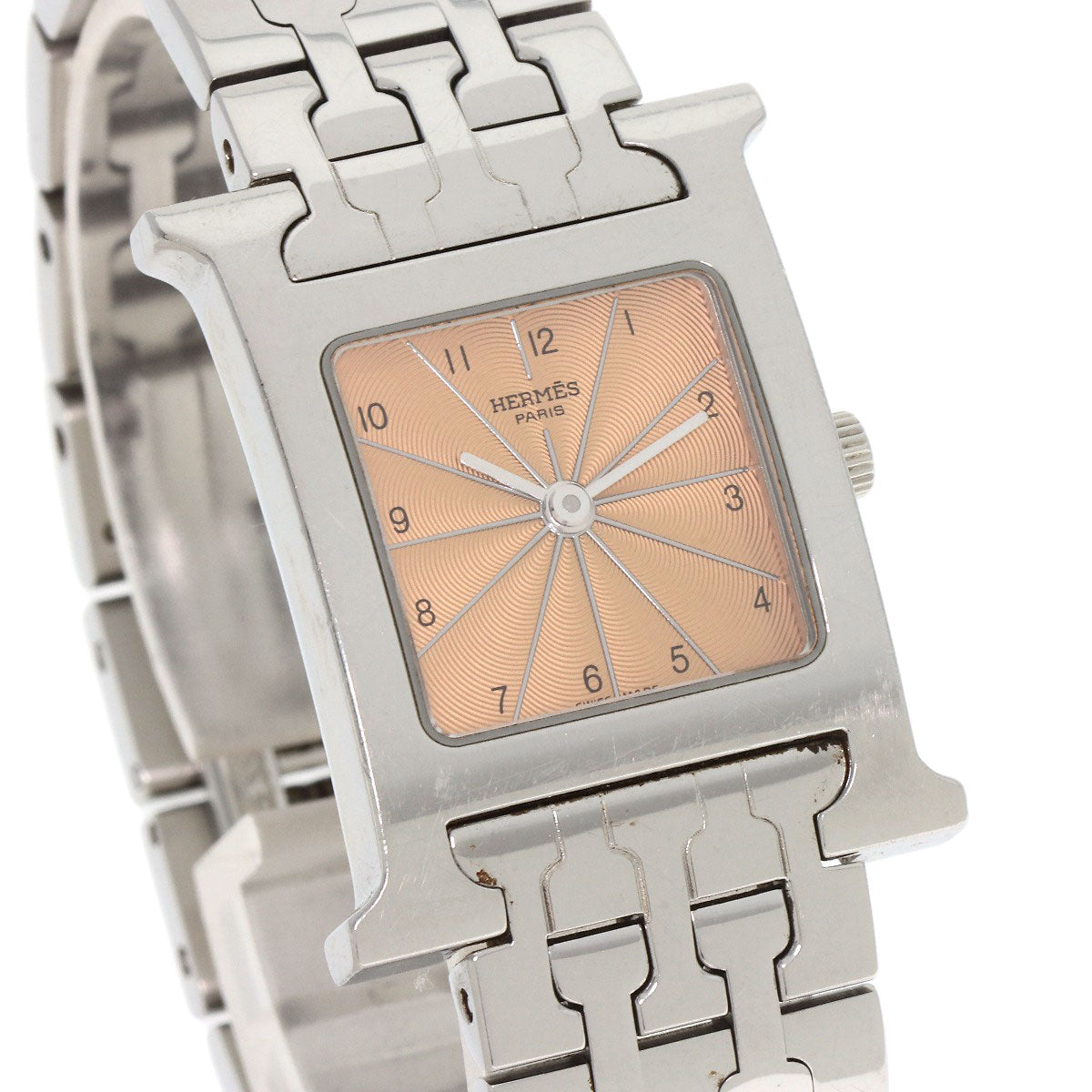 HERMES Watches Quartz HH1.210 Stainless Steel Silver H watch Orange dial Women  d