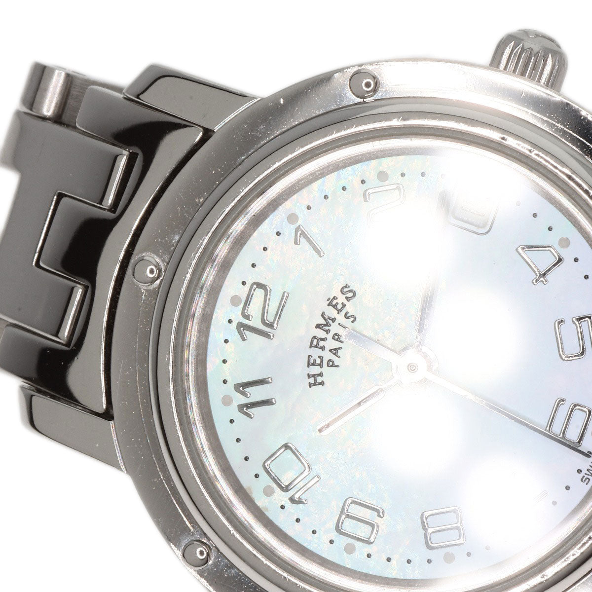 HERMES Watches Quartz CL4.210 Stainless Steel , Stainless Steel Silver Clipper Nacre White shell dial Women  d