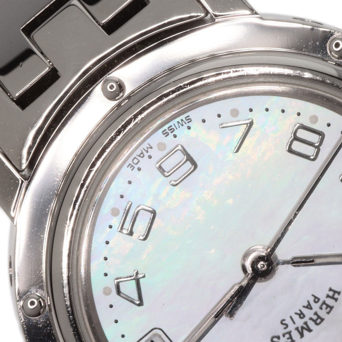 HERMES Watches Quartz CL4.210 Stainless Steel , Stainless Steel Silver Clipper Nacre White shell dial Women  d