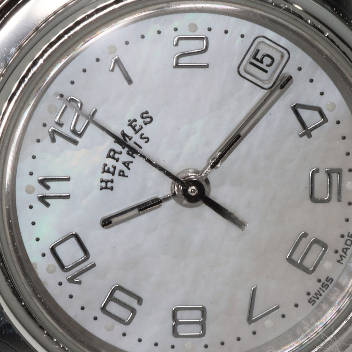 HERMES Watches Quartz CL4.210 Stainless Steel , Stainless Steel Silver Clipper Nacre White shell dial Women  d