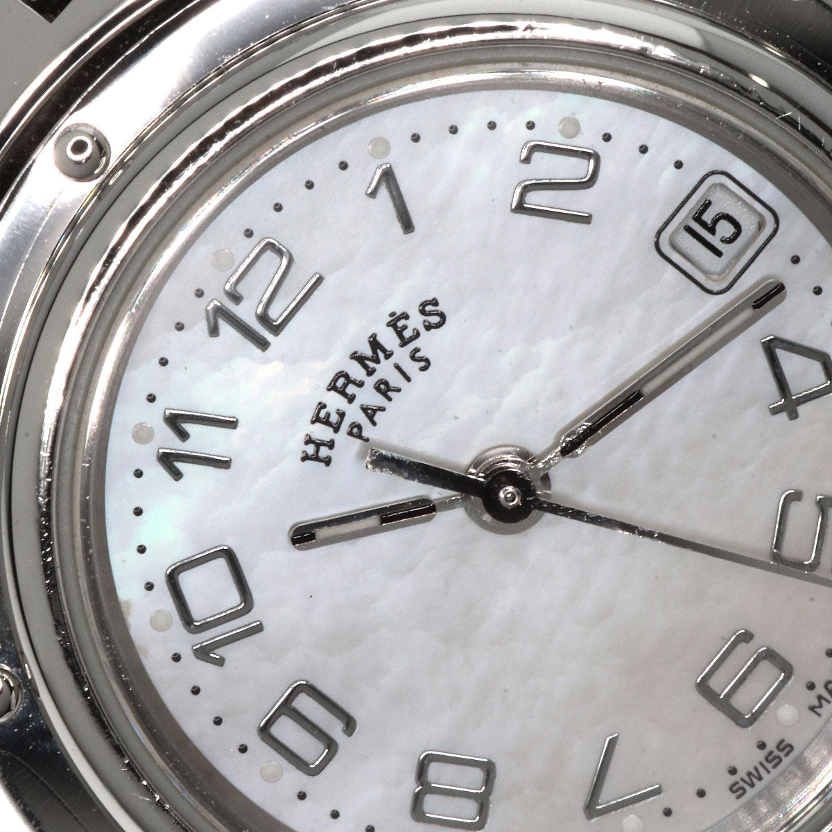 HERMES Watches Quartz CL4.210 Stainless Steel , Stainless Steel Silver Clipper Nacre White shell dial Women  d