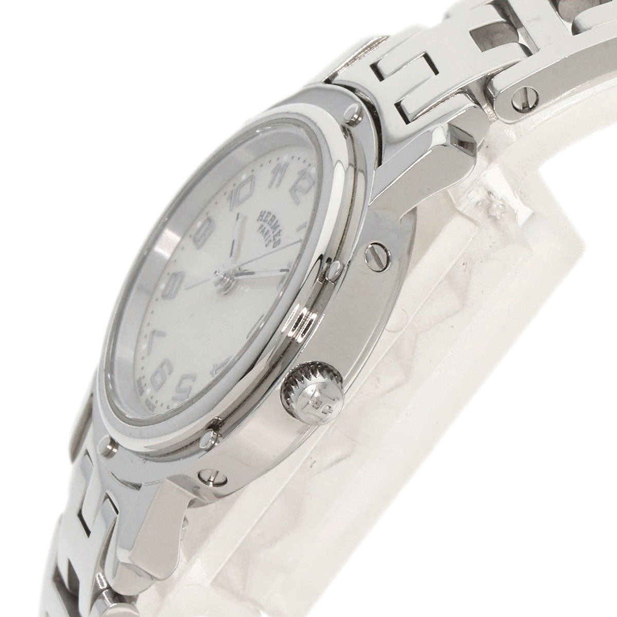 HERMES Watches Quartz CL4.210 Stainless Steel , Stainless Steel Silver Clipper Nacre White shell dial Women  d