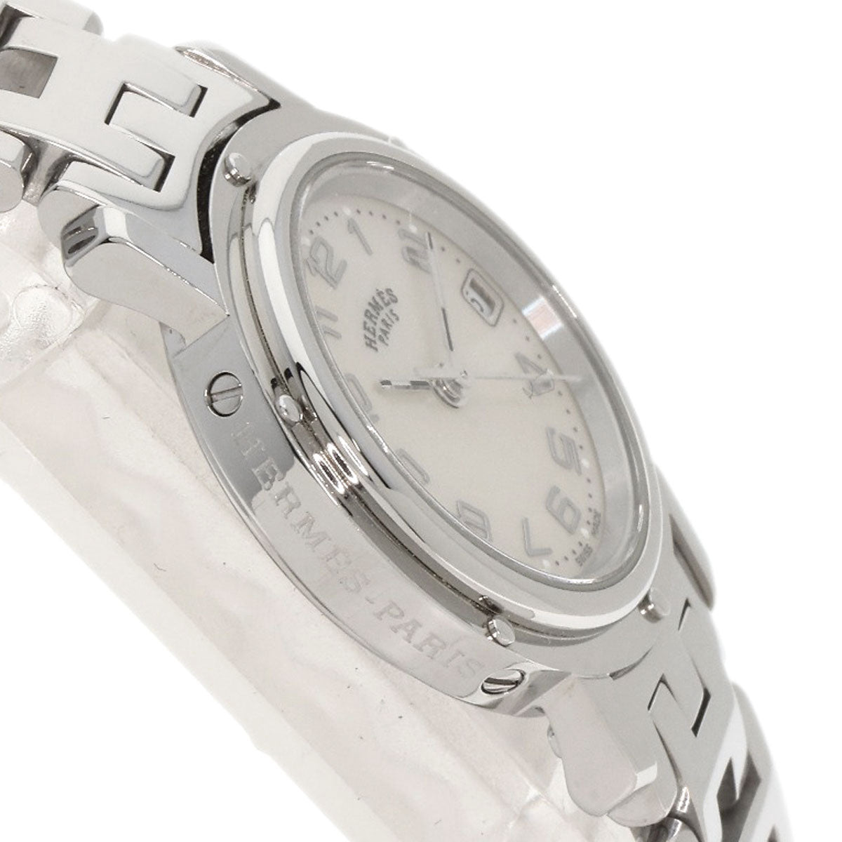 HERMES Watches Quartz CL4.210 Stainless Steel , Stainless Steel Silver Clipper Nacre White shell dial Women  d