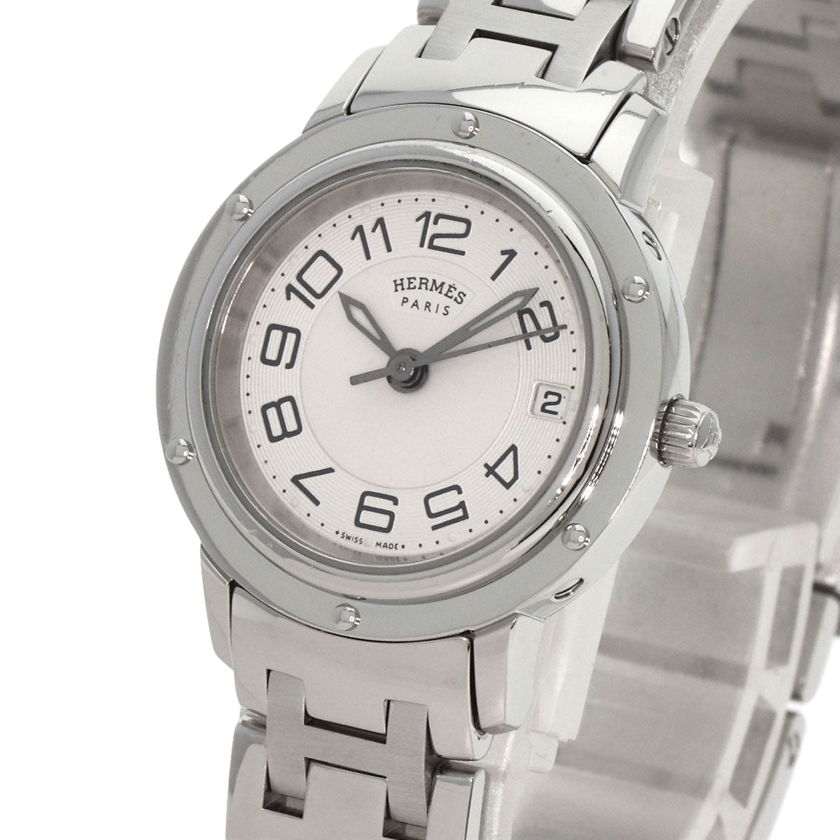 HERMES Watches Quartz CP1.210 Stainless Steel , Stainless Steel Silver Clipper Classic Silver dial Women  d