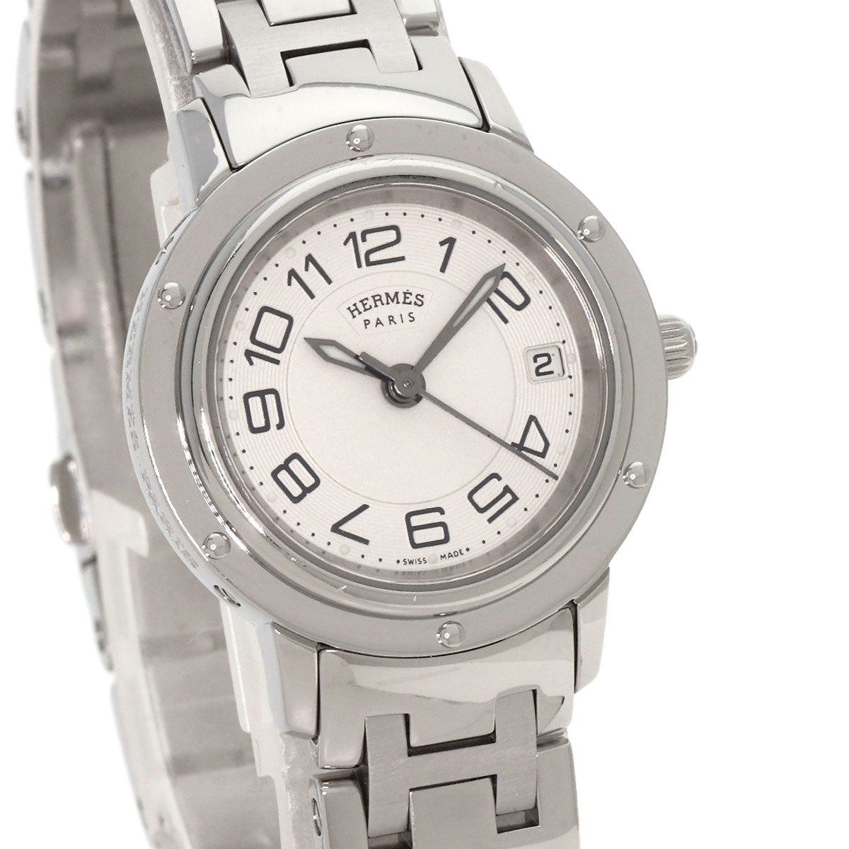 HERMES Watches Quartz CP1.210 Stainless Steel , Stainless Steel Silver Clipper Classic Silver dial Women  d