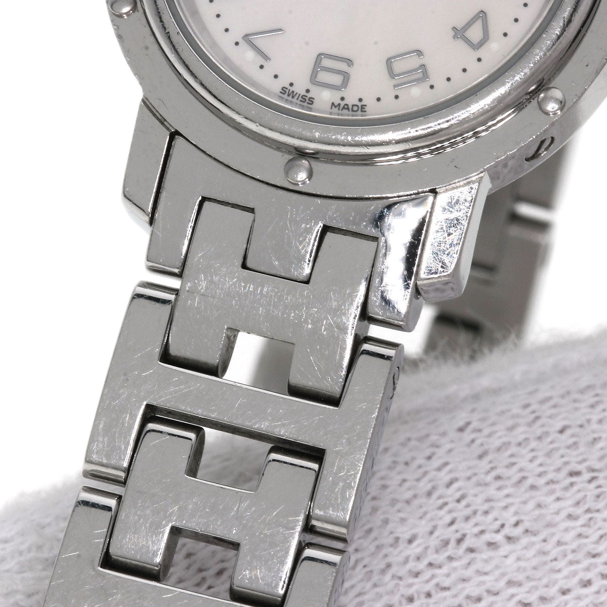 HERMES Watches Quartz CL4.210 Stainless Steel , Stainless Steel Silver Clipper Nacre White shell dial Women  d