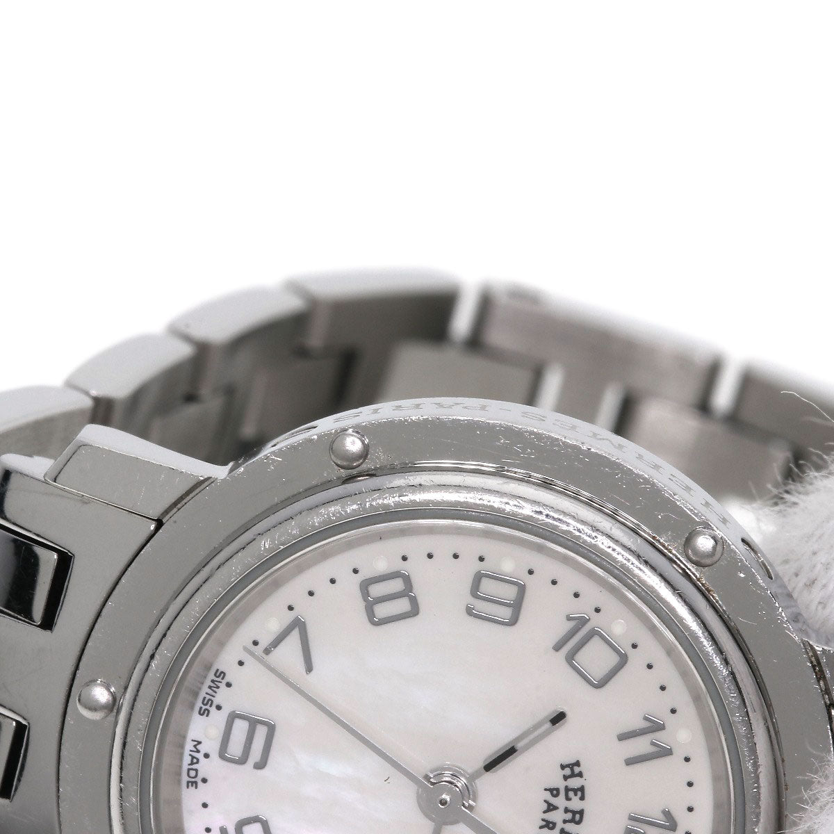 HERMES Watches Quartz CL4.210 Stainless Steel , Stainless Steel Silver Clipper Nacre White shell dial Women  d