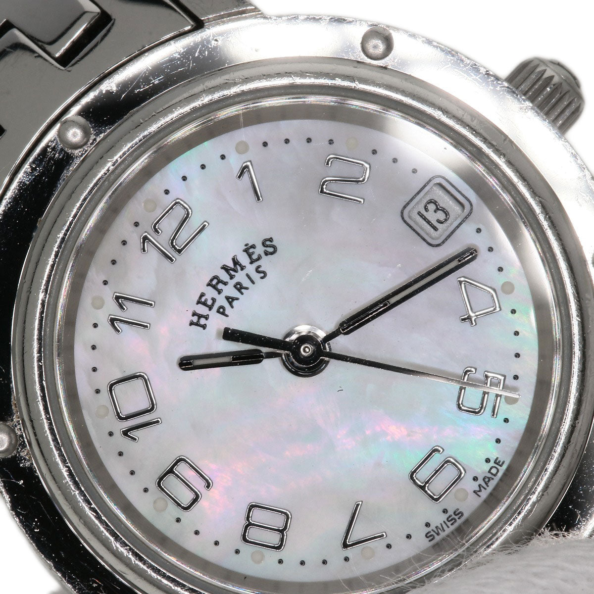 HERMES Watches Quartz CL4.210 Stainless Steel , Stainless Steel Silver Clipper Nacre White shell dial Women  d