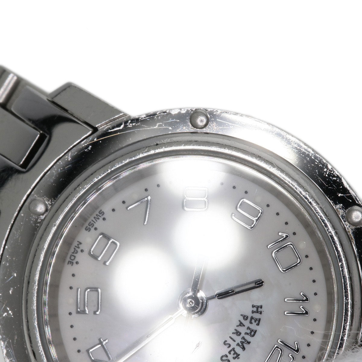HERMES Watches Quartz CL4.210 Stainless Steel , Stainless Steel Silver Clipper Nacre White shell dial Women  d