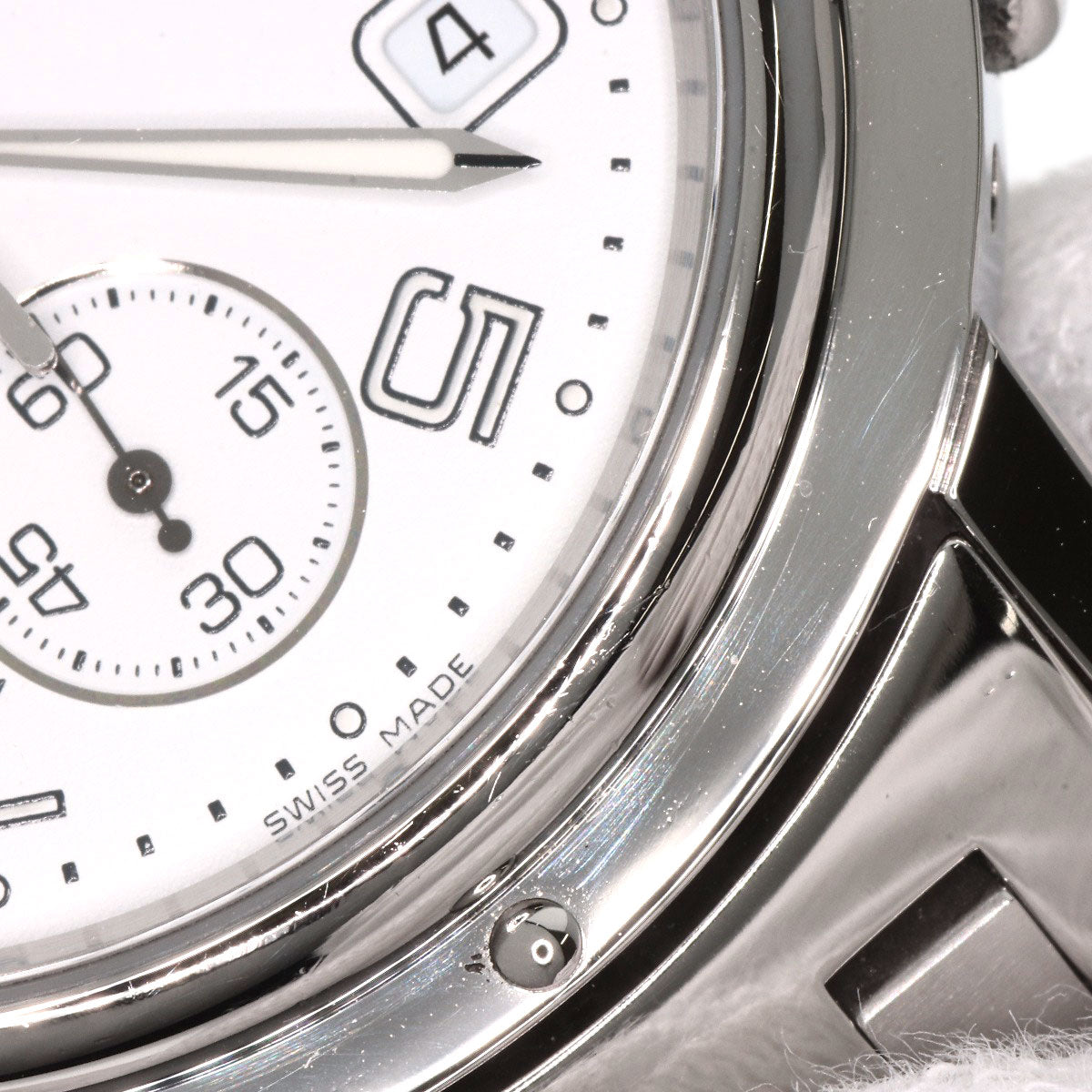 HERMES Watches Quartz CL1.910 Stainless Steel , Stainless Steel Silver Clipper Chronograph white dial mens  d