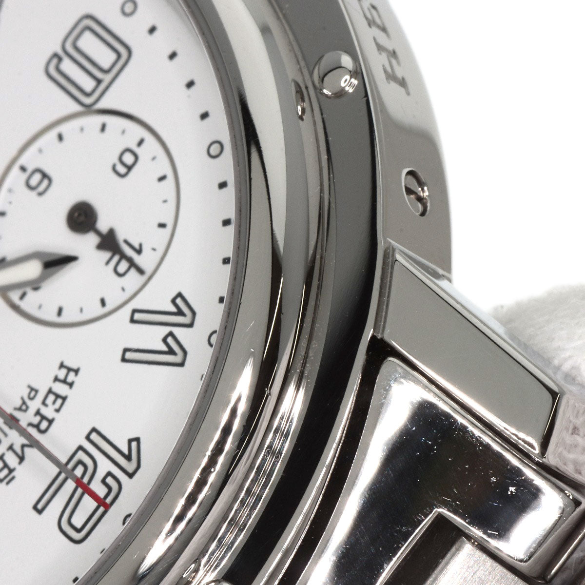 HERMES Watches Quartz CL1.910 Stainless Steel , Stainless Steel Silver Clipper Chronograph white dial mens  d