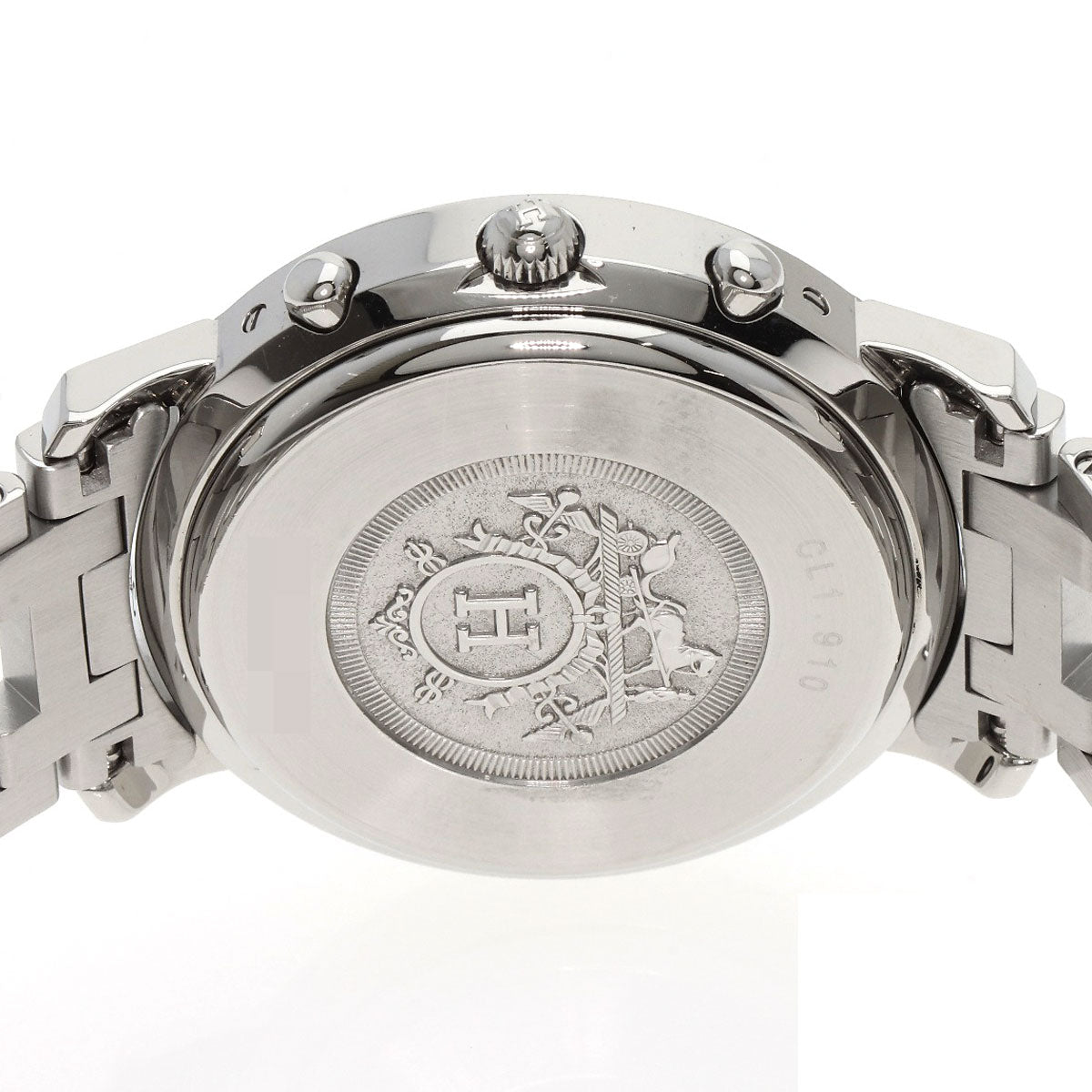 HERMES Watches Quartz CL1.910 Stainless Steel , Stainless Steel Silver Clipper Chronograph white dial mens  d