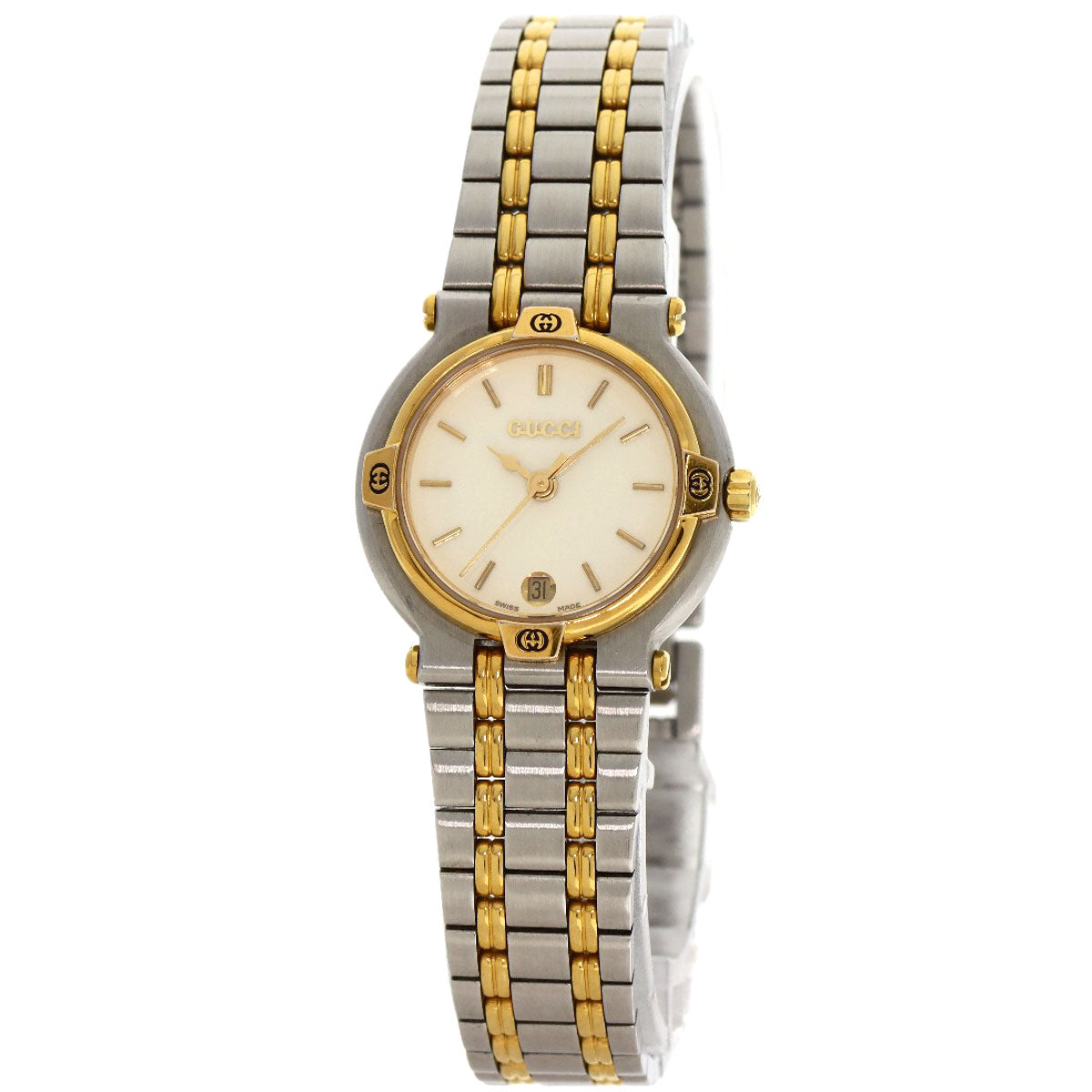 GUCCI Watches Quartz 9000L Stainless Steel , SSxGP , Gold Plated gold Round face Ivory dial Women  d