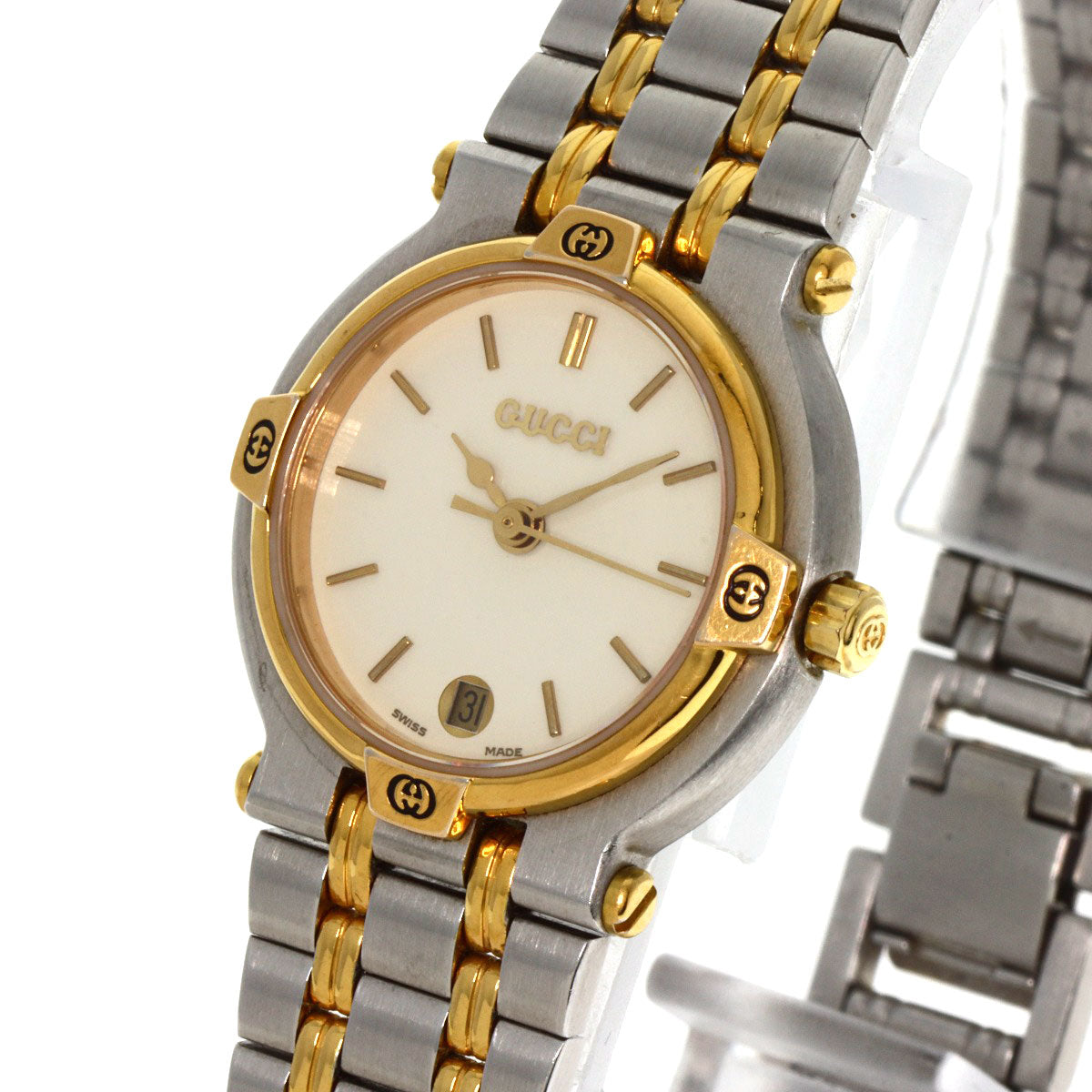 GUCCI Watches Quartz 9000L Stainless Steel , SSxGP , Gold Plated gold Round face Ivory dial Women  d