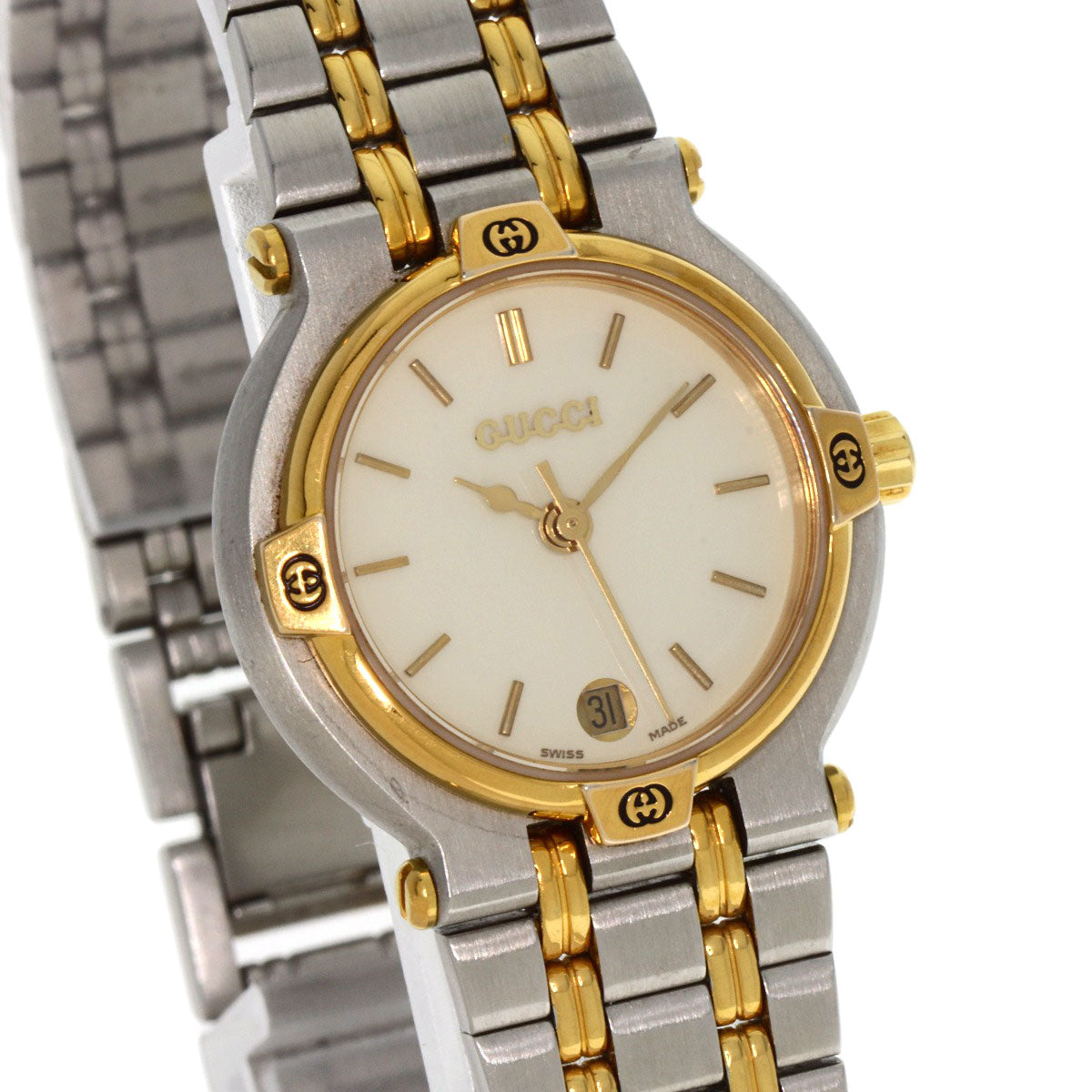GUCCI Watches Quartz 9000L Stainless Steel , SSxGP , Gold Plated gold Round face Ivory dial Women  d