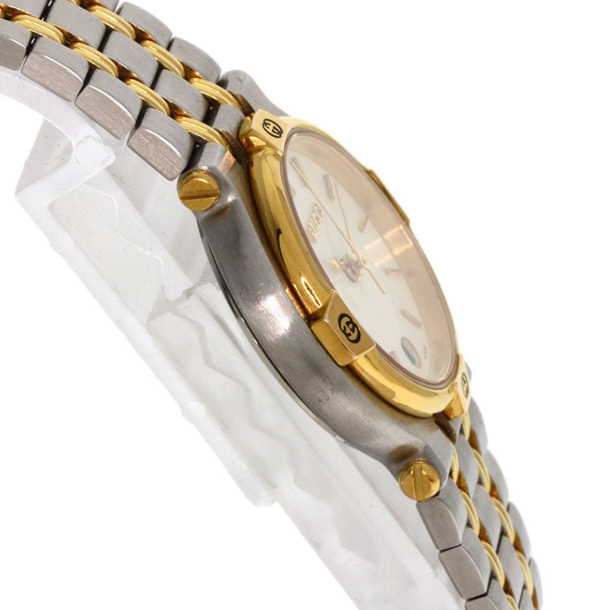 GUCCI Watches Quartz 9000L Stainless Steel , SSxGP , Gold Plated gold Round face Ivory dial Women  d