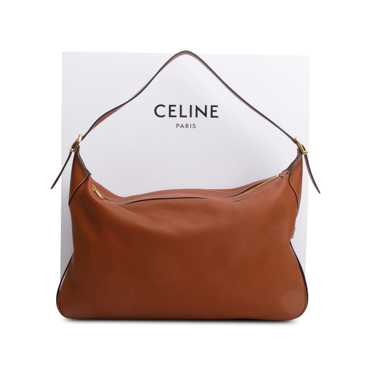 Celine 2023 Brown Supple Calfskin Leather Large Romy Hobo Bag