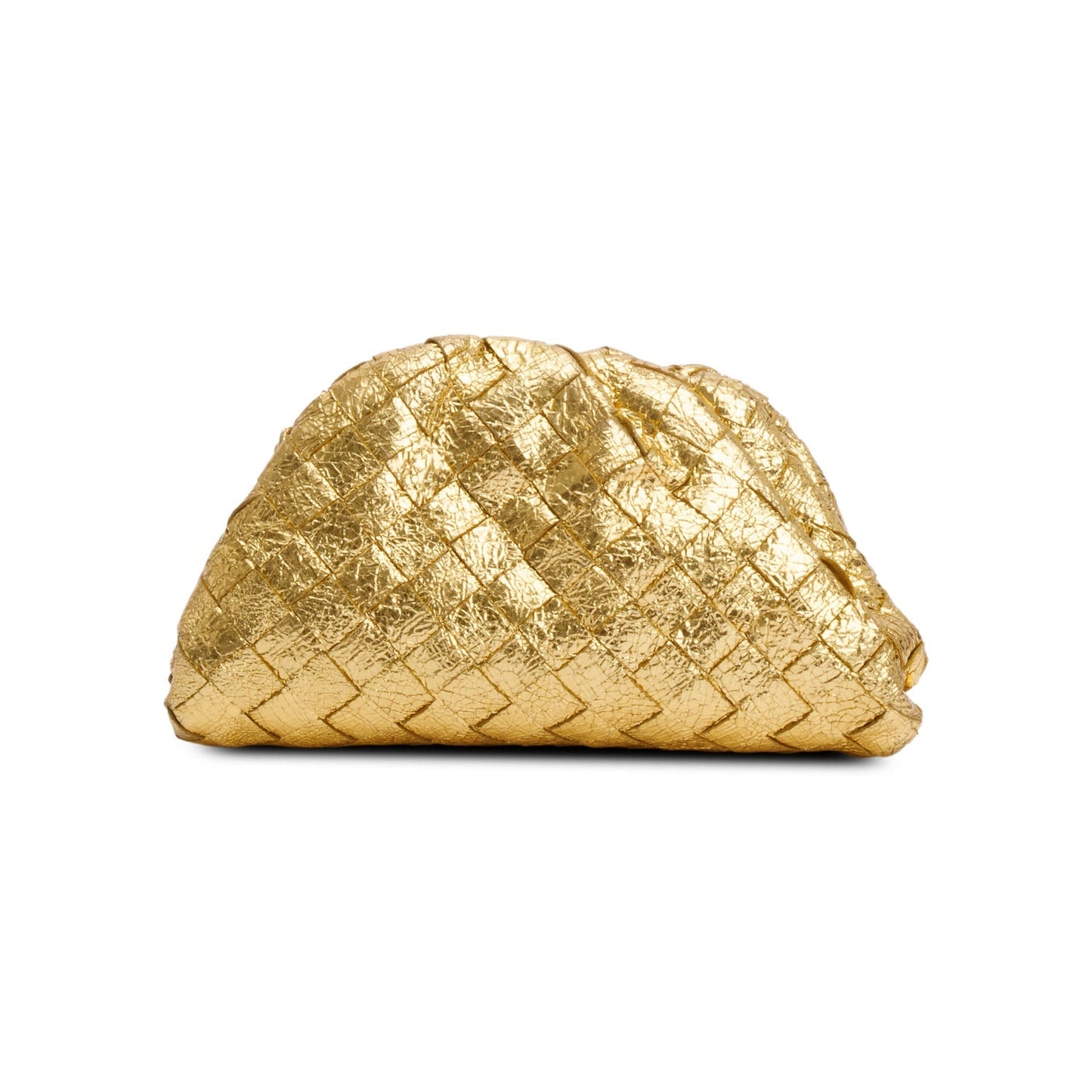 Bottega Veneta Gold Metallic Calfskin Intrecciato Leather The Mini Pouch