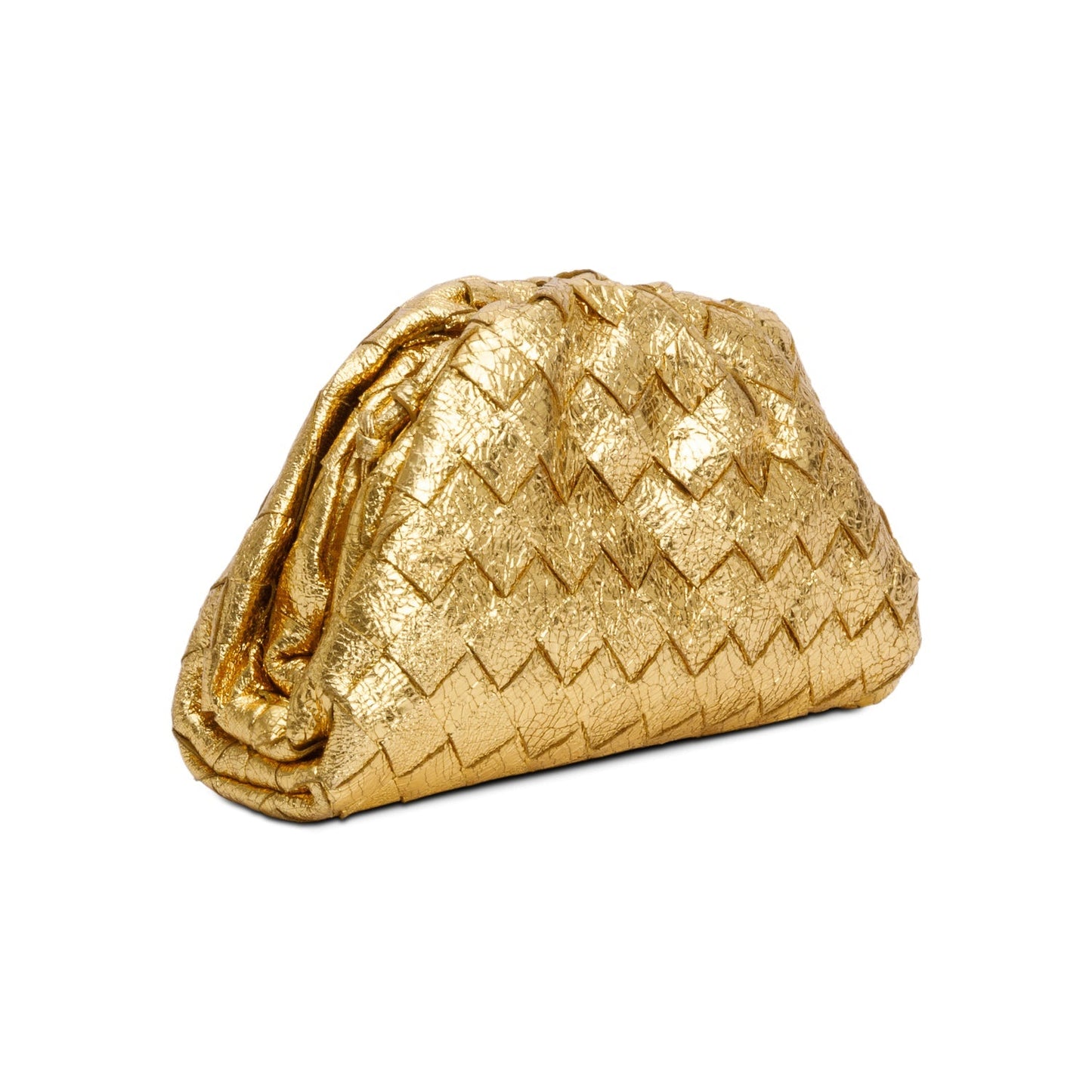 Bottega Veneta Gold Metallic Calfskin Intrecciato Leather The Mini Pouch