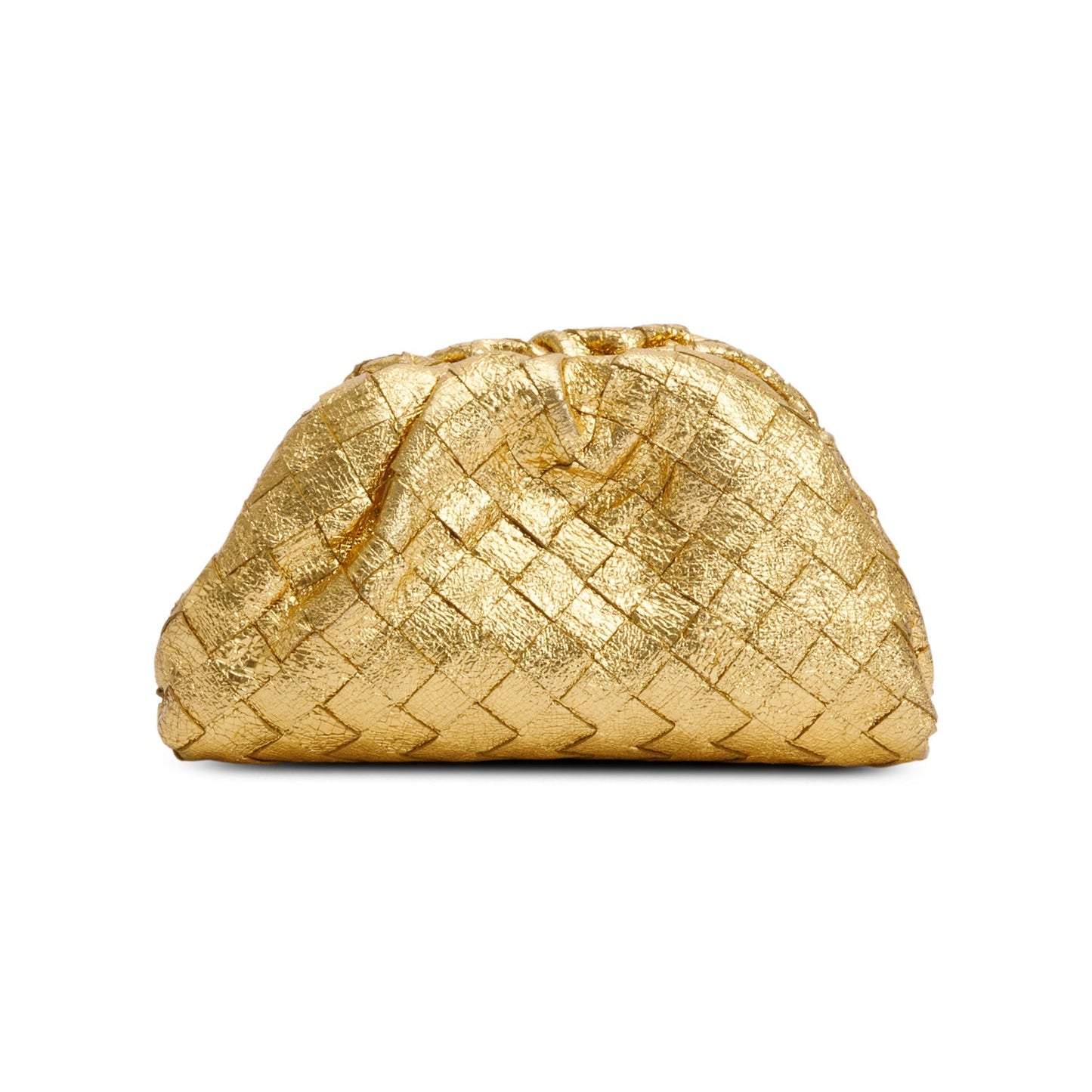 Bottega Veneta Gold Metallic Calfskin Intrecciato Leather The Mini Pouch