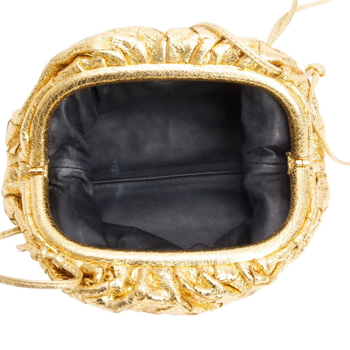 Bottega Veneta Gold Metallic Calfskin Intrecciato Leather The Mini Pouch