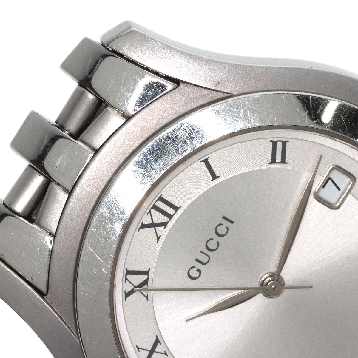 GUCCI Watches Quartz 5500M Stainless Steel , Stainless Steel Silver Round face Silver dial mens  d
