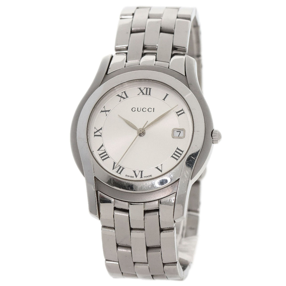 GUCCI Watches Quartz 5500M Stainless Steel , Stainless Steel Silver Round face Silver dial mens  d