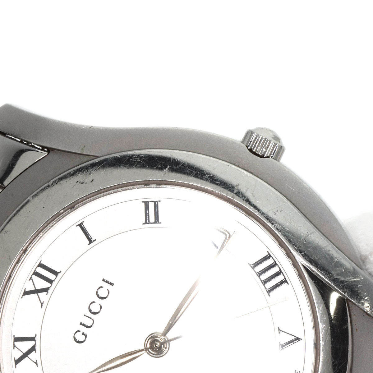 GUCCI Watches Quartz 5500M Stainless Steel , Stainless Steel Silver Round face Silver dial mens  d