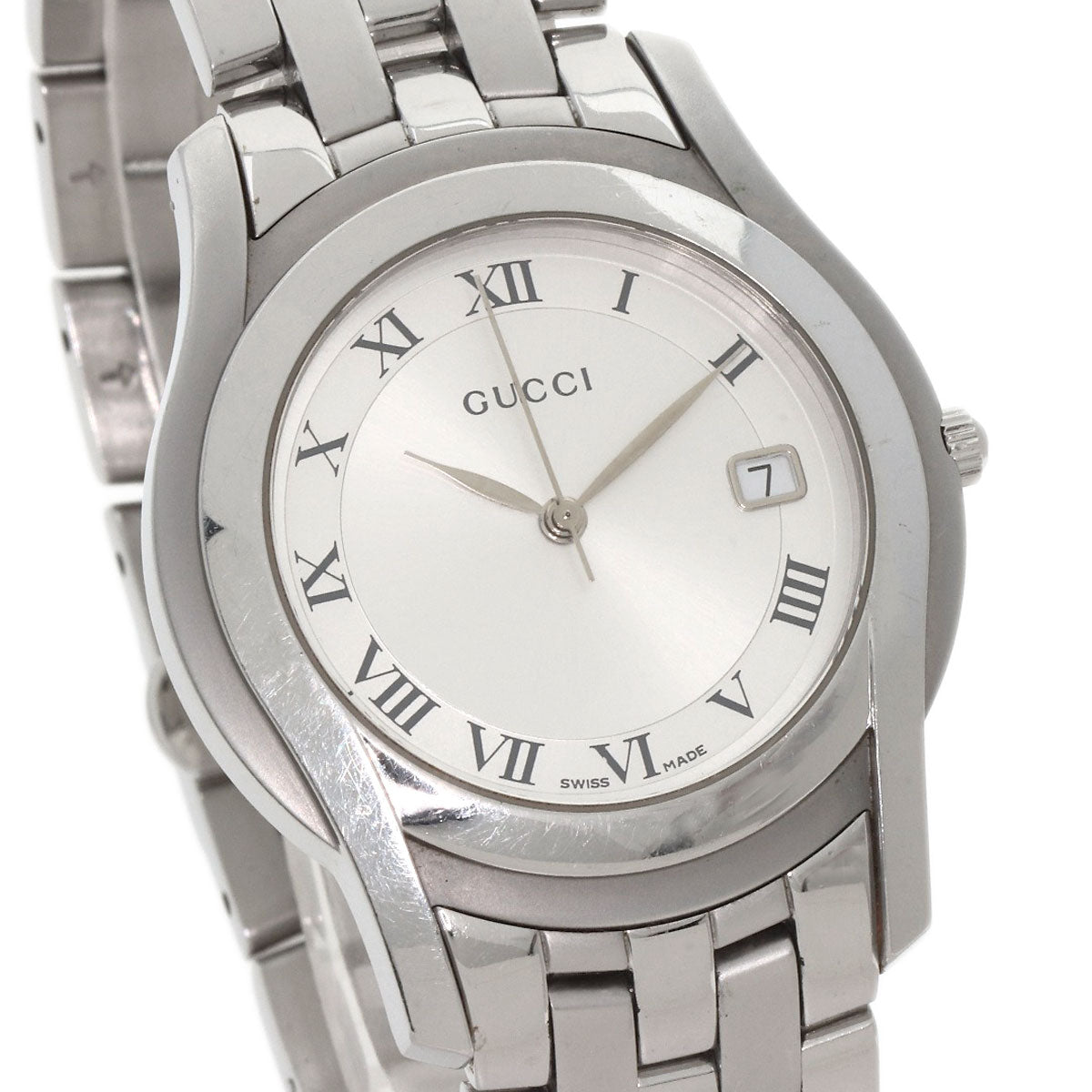 GUCCI Watches Quartz 5500M Stainless Steel , Stainless Steel Silver Round face Silver dial mens  d