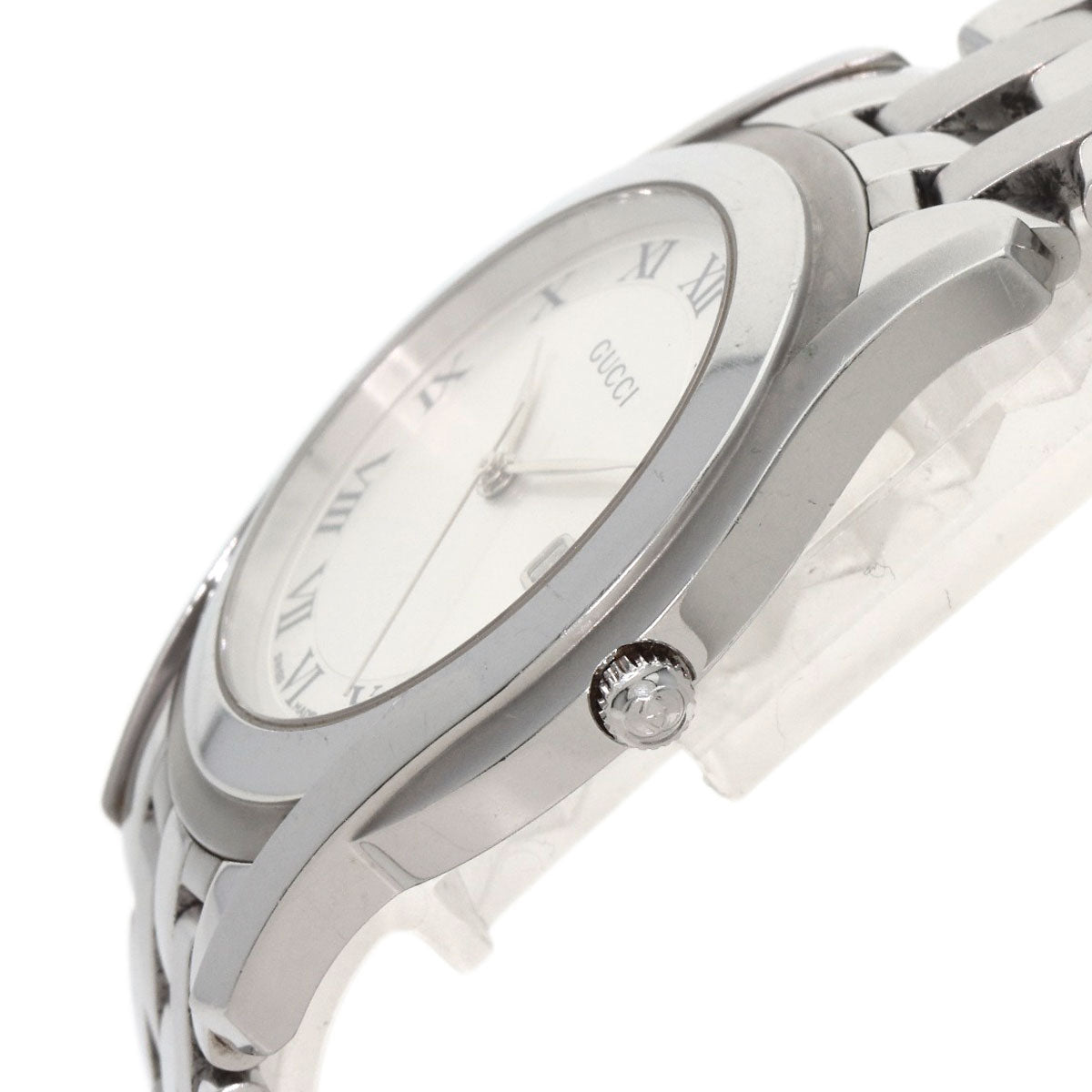 GUCCI Watches Quartz 5500M Stainless Steel , Stainless Steel Silver Round face Silver dial mens  d
