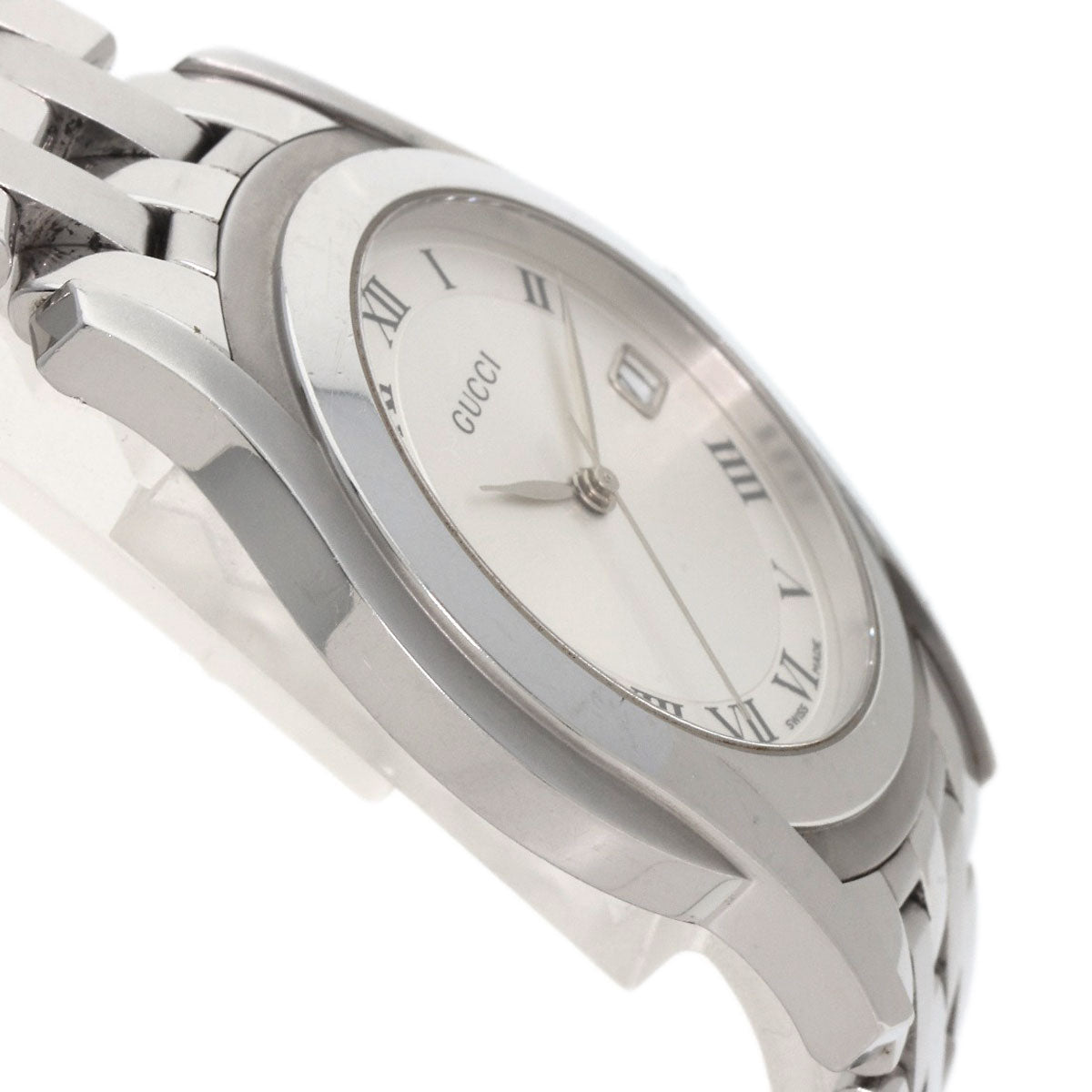 GUCCI Watches Quartz 5500M Stainless Steel , Stainless Steel Silver Round face Silver dial mens  d