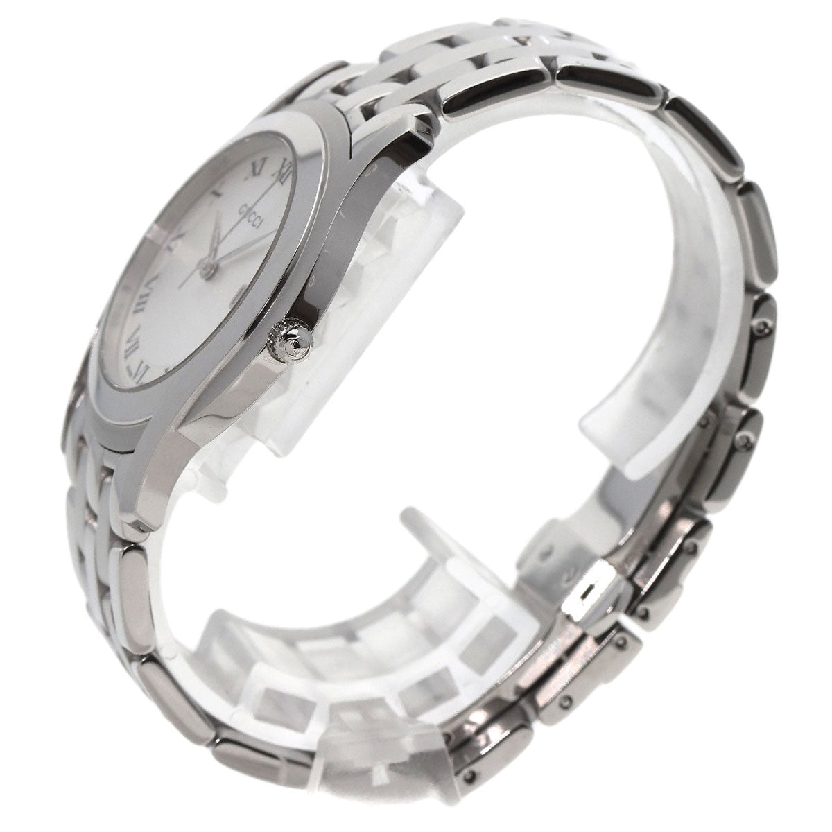 GUCCI Watches Quartz 5500M Stainless Steel , Stainless Steel Silver Round face Silver dial mens  d