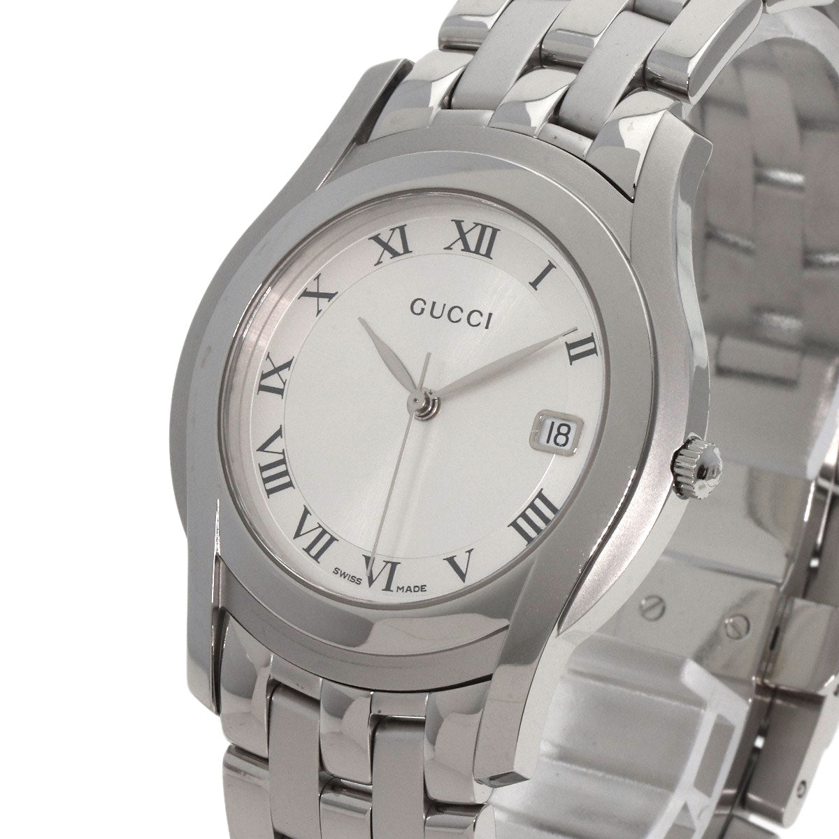 GUCCI Watches Quartz 5500M Stainless Steel , Stainless Steel Silver Round face Silver dial mens  d